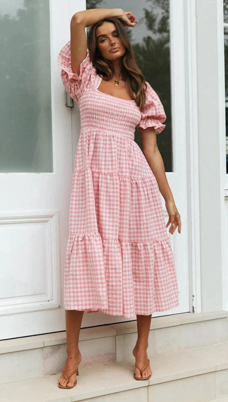 Lillymoda | Jessica - Stylisches bedrucktes Kleid mit Karomuster
