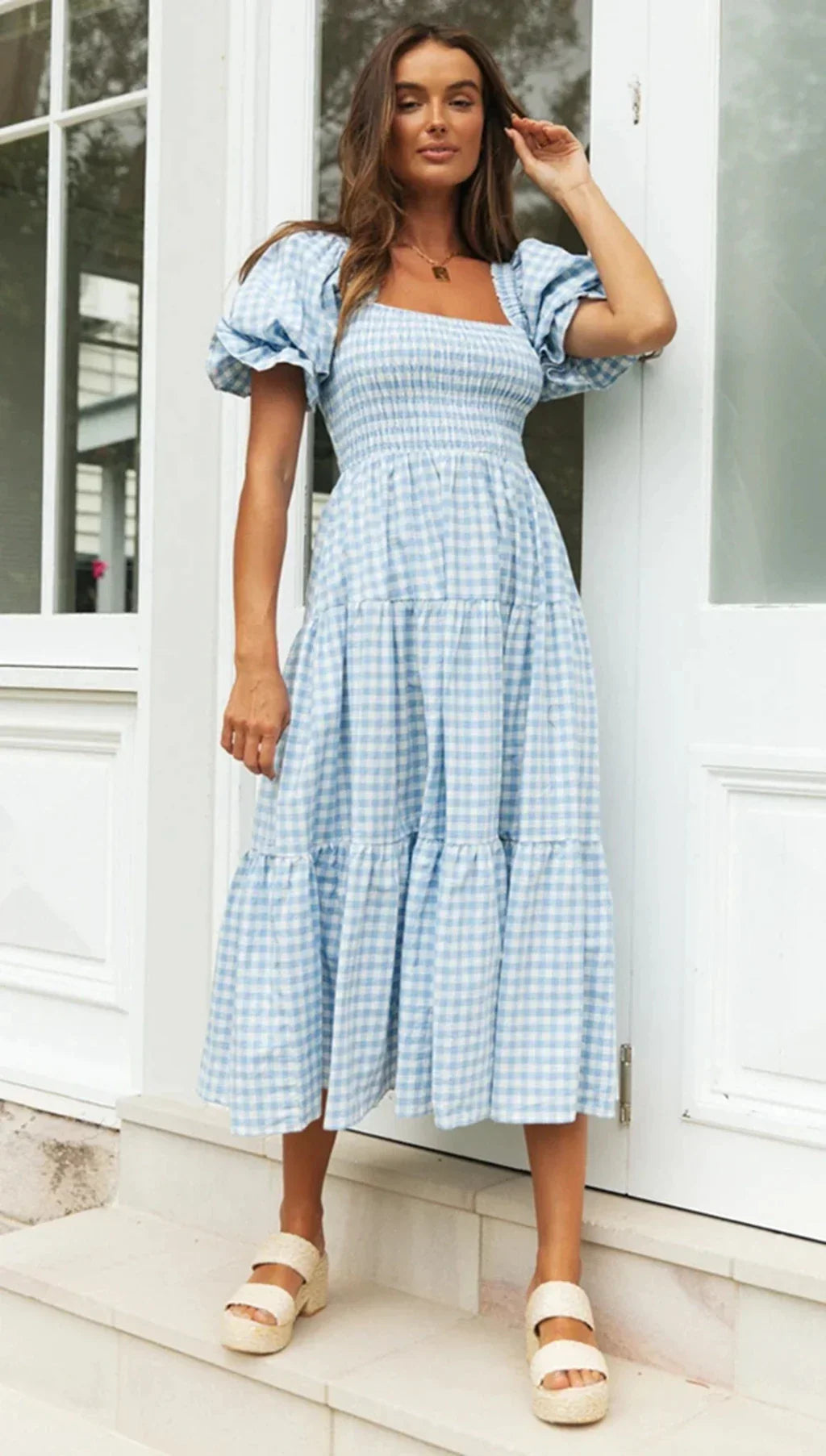 Lillymoda | Jessica - Stylisches bedrucktes Kleid mit Karomuster