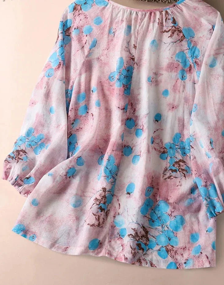 Yumi - Bohemianische Bluse mit floralem Muster