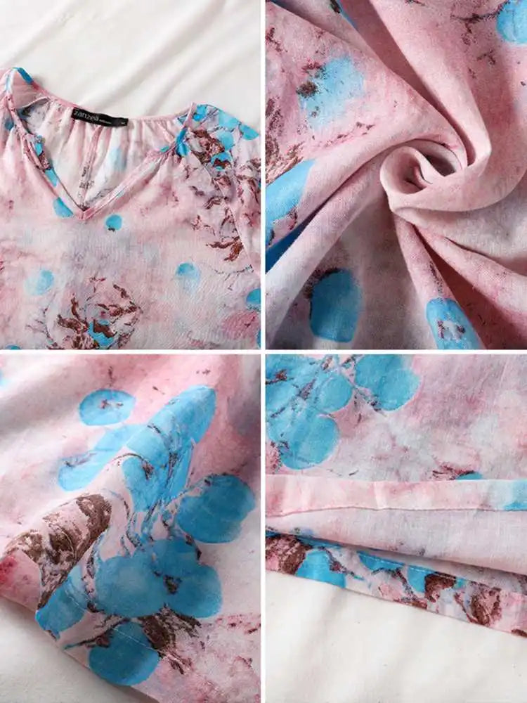 Yumi - Bohemianische Bluse mit floralem Muster