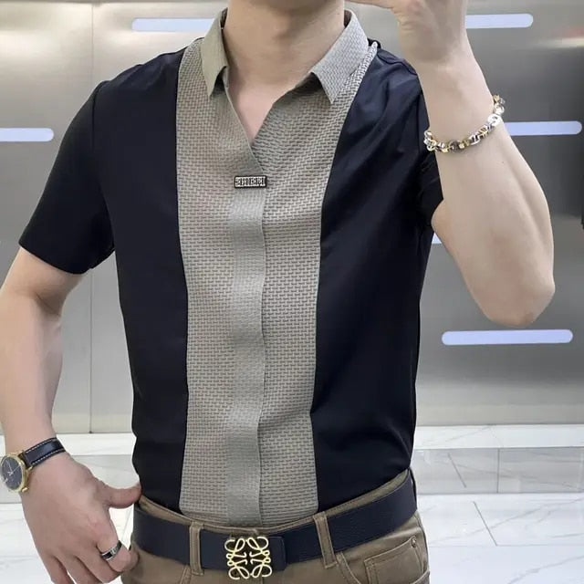 Levon - Modernes Polohemd im Slim Fit mit Patchwork-Design