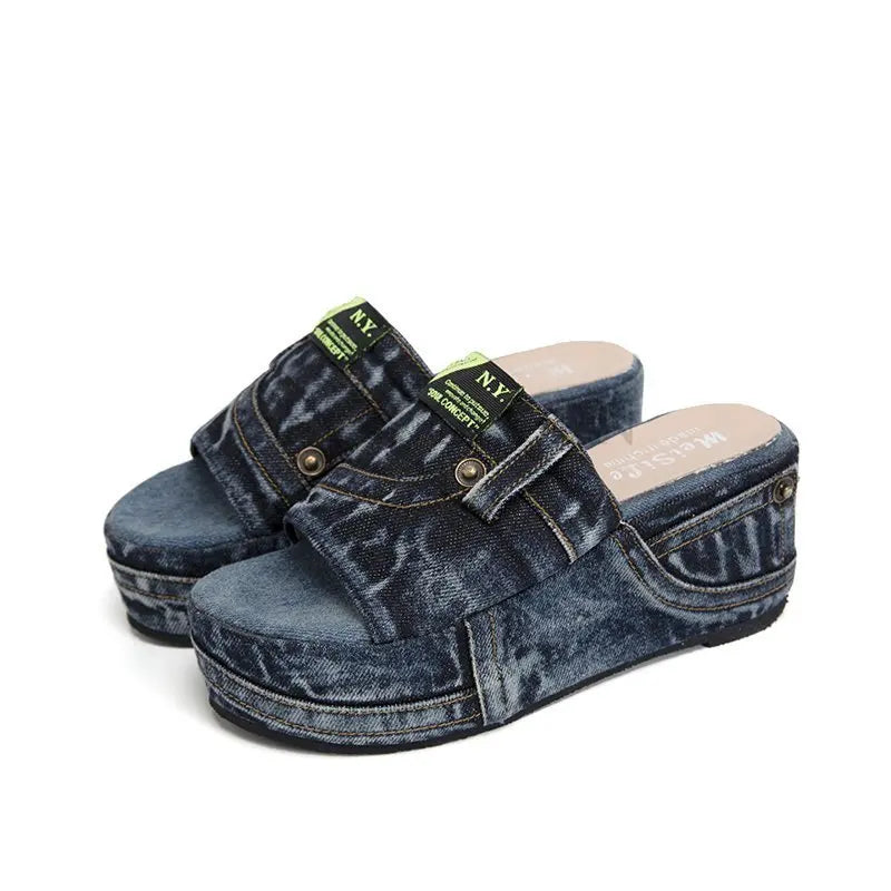 Bice - Denim Keilsandalen
