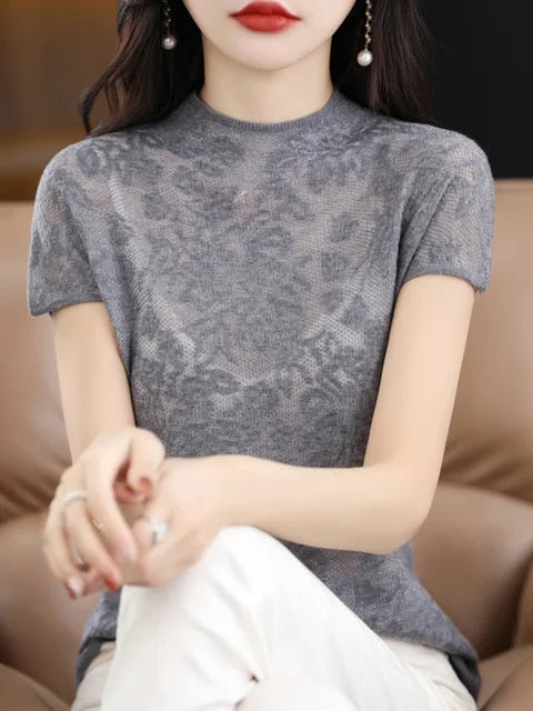 Quilla - Queena Vintage-Spitzen-T-Shirt für Damen