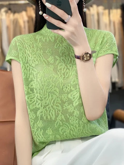 Quilla - Queena Vintage-Spitzen-T-Shirt für Damen