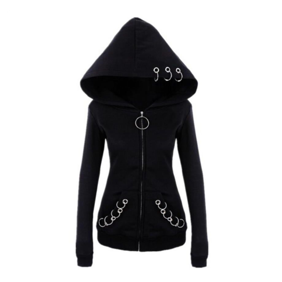 Damen-Gothic-Sweatshirt mit Reißverschluss