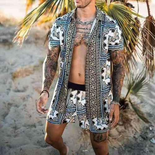Zweiteiler – mit Knöpfen – Kurzarm – Hemd und Shorts – Sommerkleidung für Herren