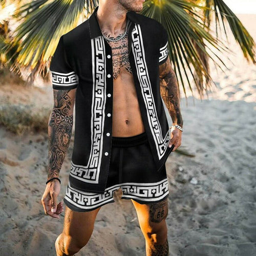 Zweiteiler – mit Knöpfen – Kurzarm – Hemd und Shorts – Sommerkleidung für Herren