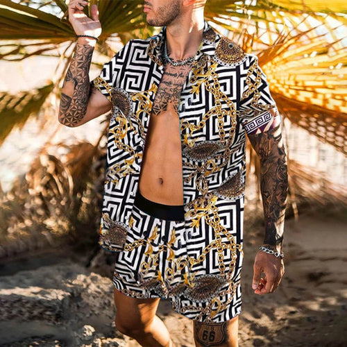 Zweiteiler – mit Knöpfen – Kurzarm – Hemd und Shorts – Sommerkleidung für Herren