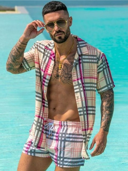 Zweiteiler – mit Knöpfen – Kurzarm – Hemd und Shorts – Sommerkleidung für Herren