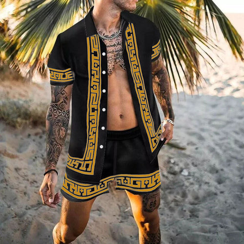 Zweiteiler – mit Knöpfen – Kurzarm – Hemd und Shorts – Sommerkleidung für Herren
