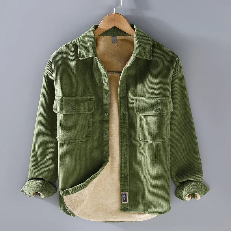 Milan | Herren Lässige Conduroy Jacke | Knopf Daunen