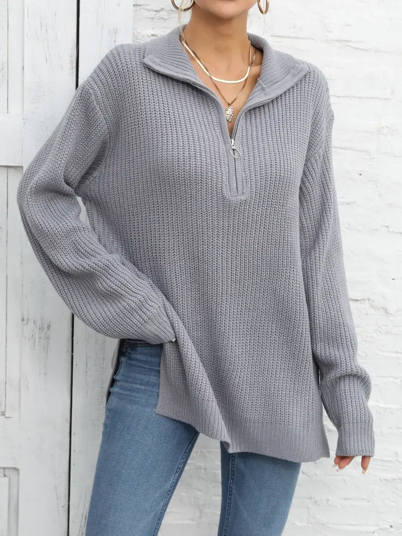 Mavis - Lässiger Pullover mit Reißverschluss Damen