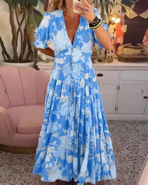 Lillymoda | Avery - Elegantes Langes Kleid mit Blumenmuster