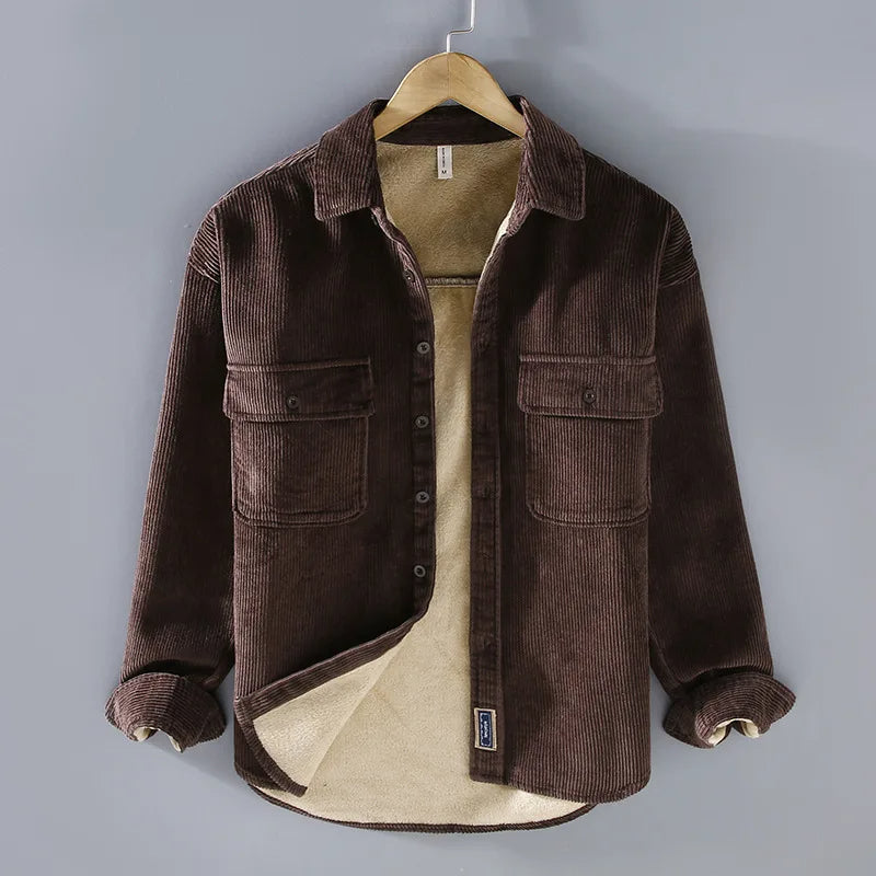 Milan | Herren Lässige Conduroy Jacke | Knopf Daunen