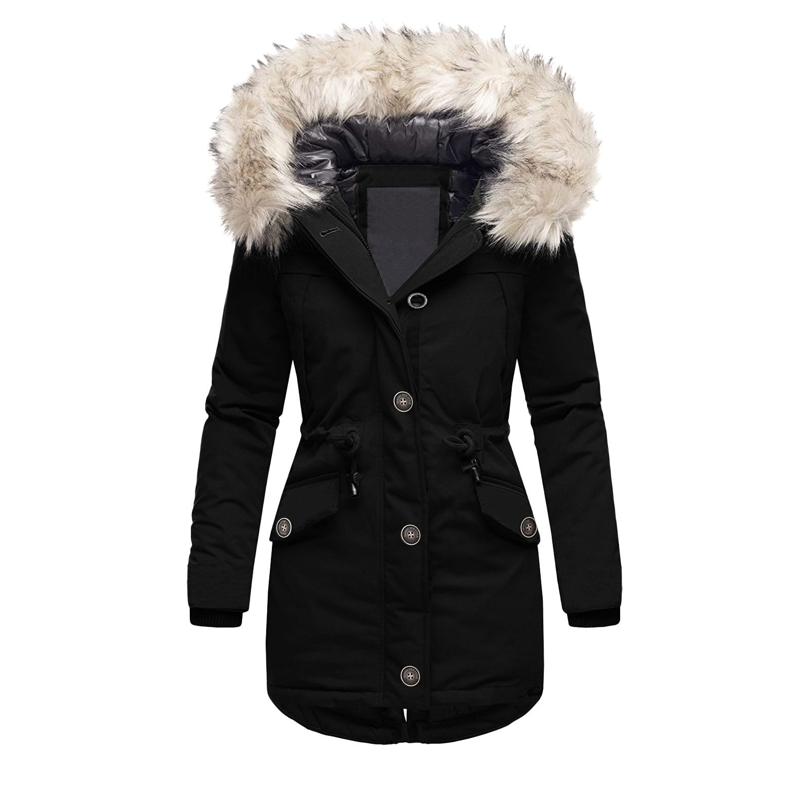 Lillymoda | Abigail - Wintermantel mit Pelzkragen