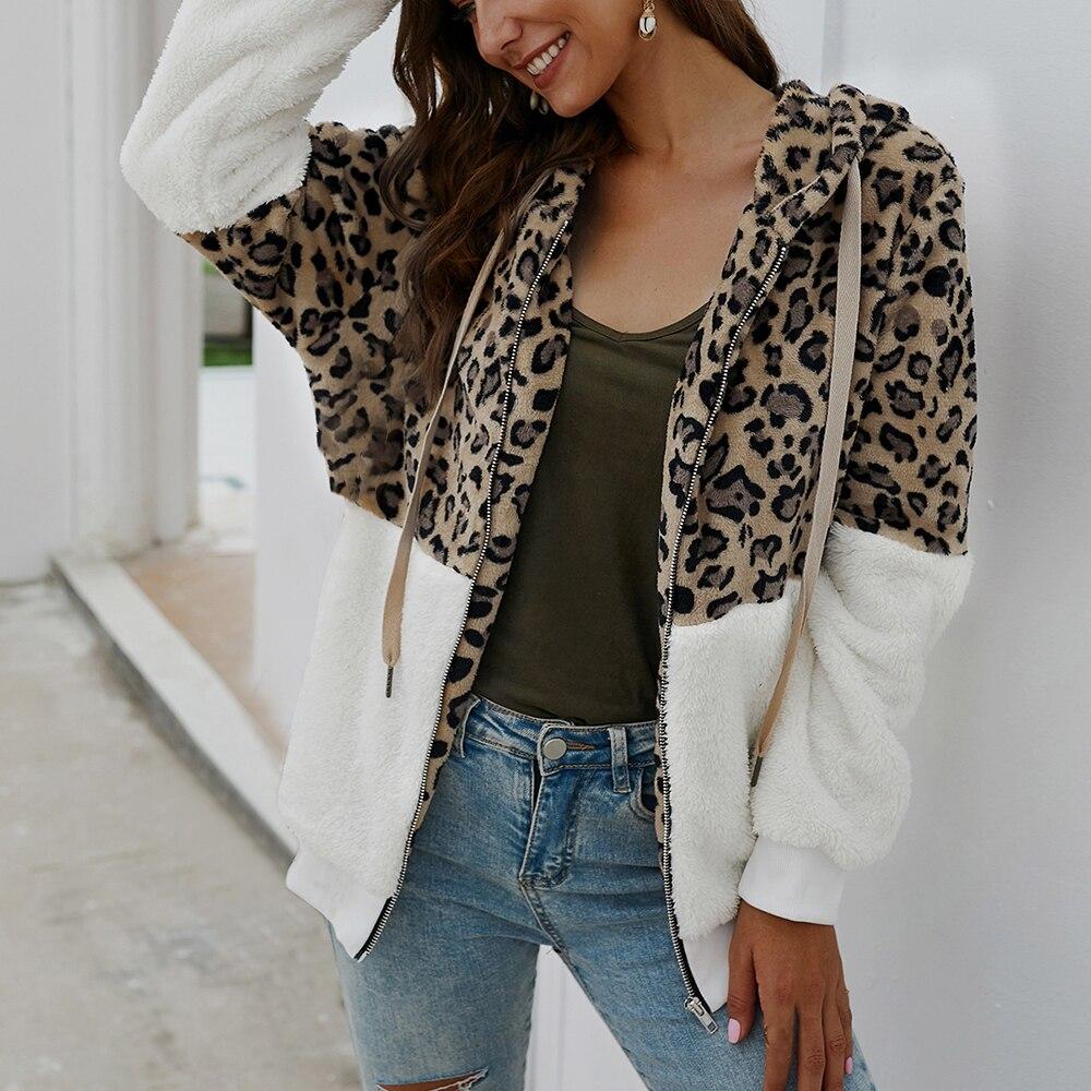 Leoparden-Fleece-Sweatshirt für Damen