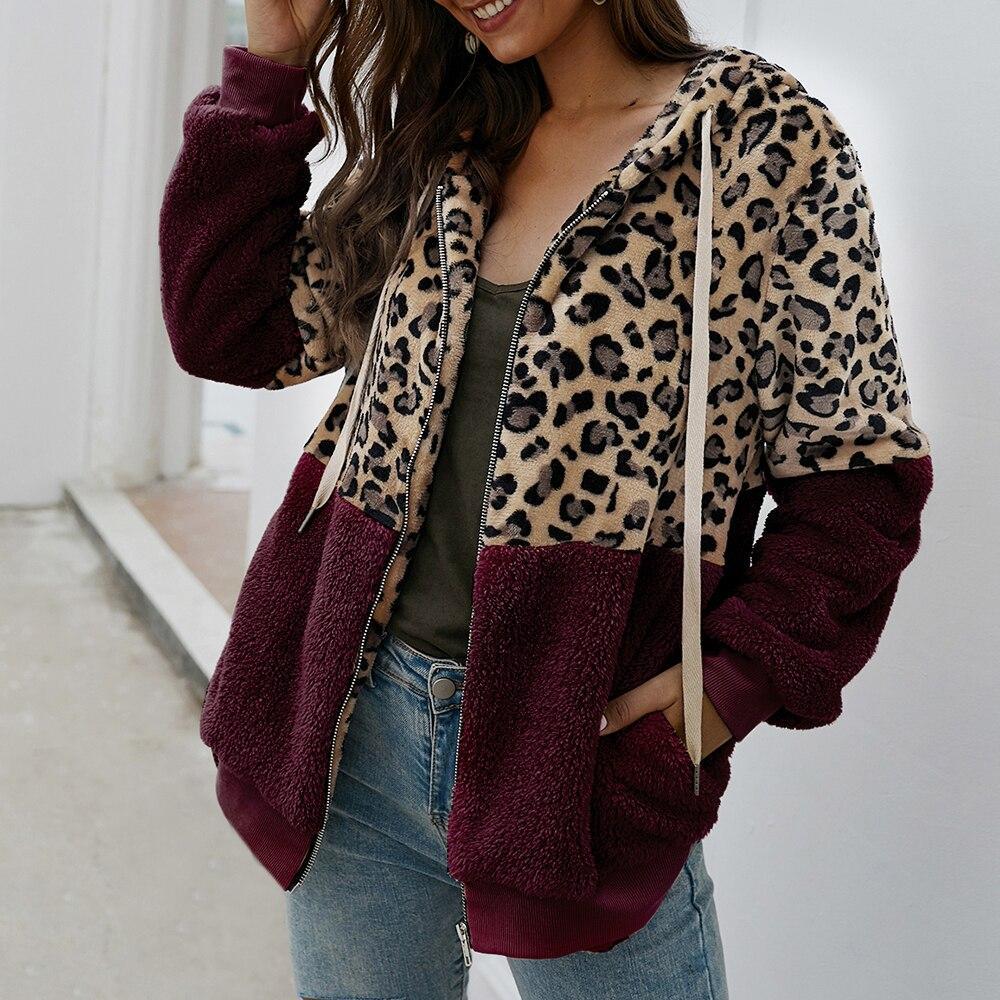 Leoparden-Fleece-Sweatshirt für Damen