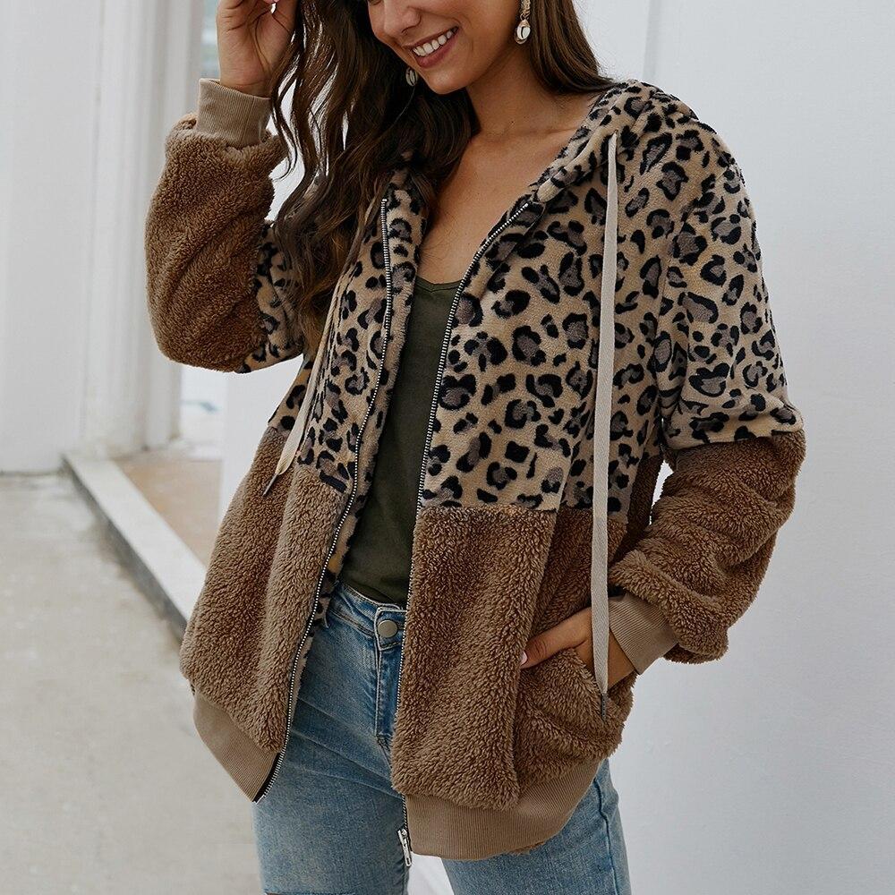 Leoparden-Fleece-Sweatshirt für Damen