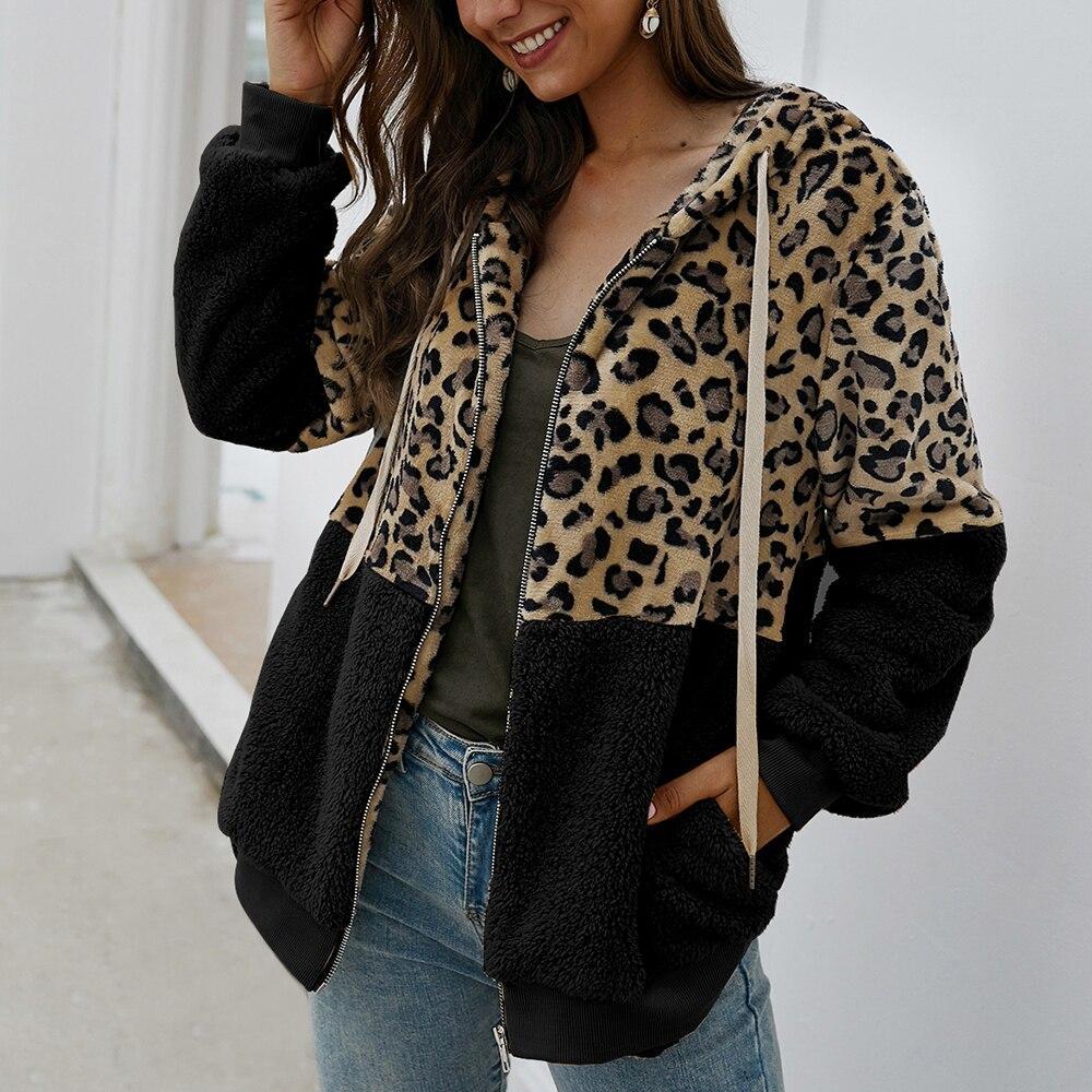 Leoparden-Fleece-Sweatshirt für Damen