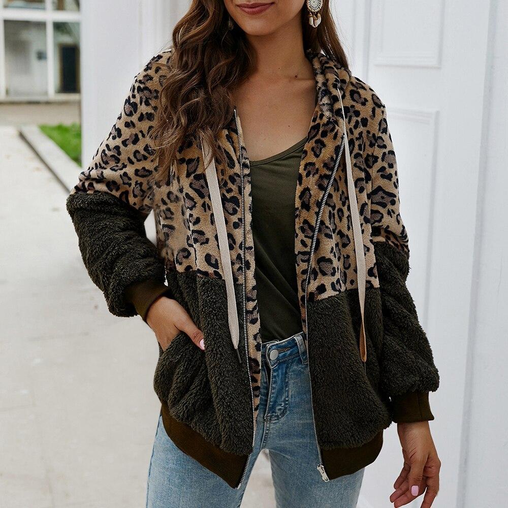 Leoparden-Fleece-Sweatshirt für Damen