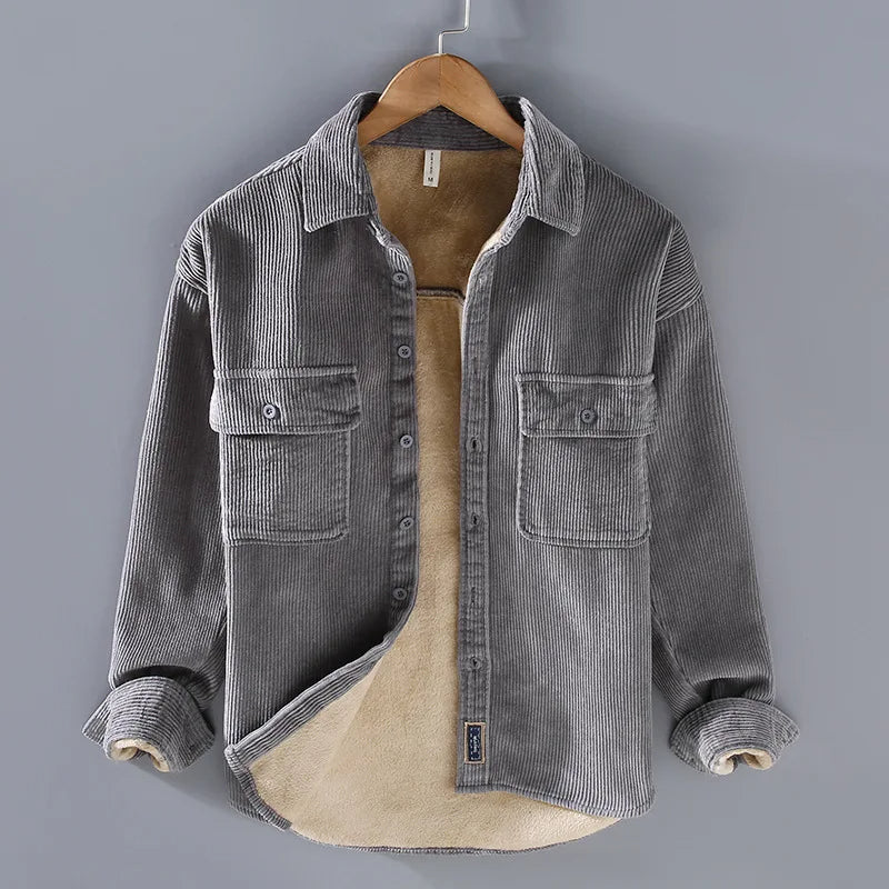 Milan | Herren Lässige Conduroy Jacke | Knopf Daunen