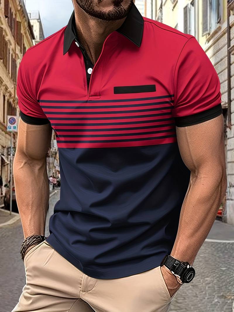 Mirko - Lassiges Kurzarm-Streifen-PoloShirt fur Herren