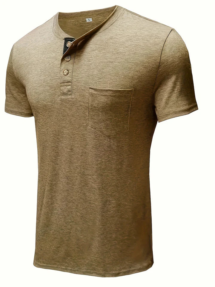 Laurence - Khaki Henley Shirt fur Herren