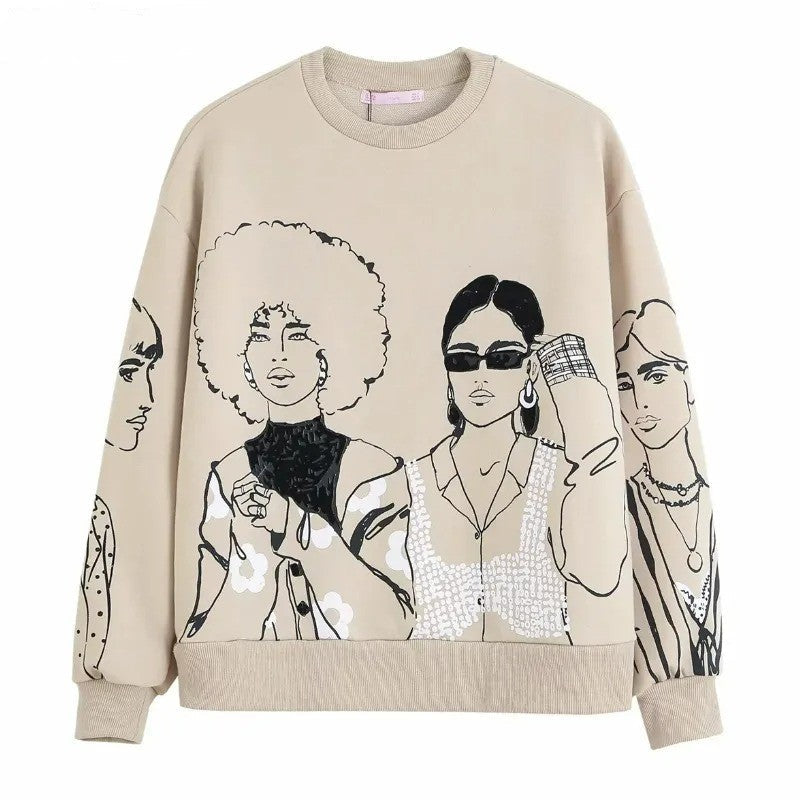 Caiza - Locker bedruckter Pullover aus Wolle