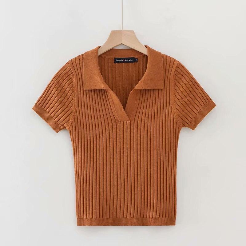 Kurzes, geripptes Damen-Poloshirt