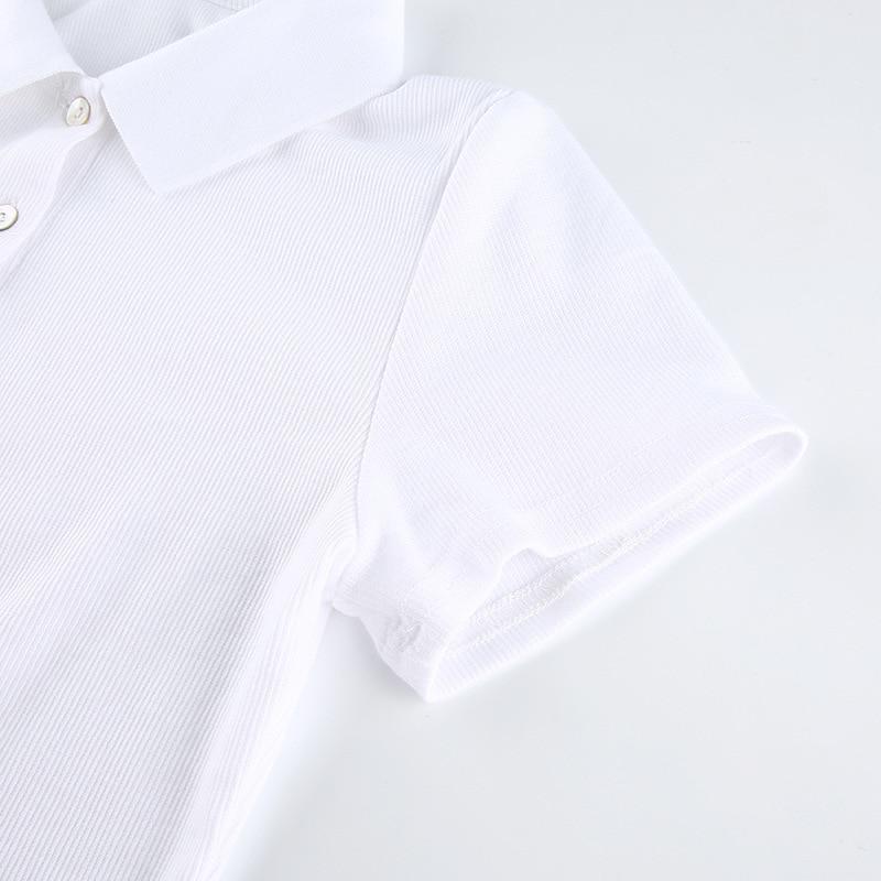 Gecropptes Damen-Poloshirt mit Knopfleiste