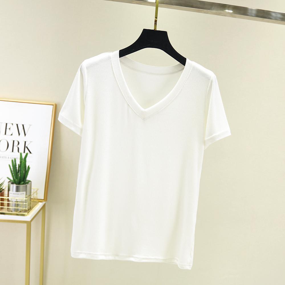 Locker geschnittenes Damen-T-Shirt mit V-Ausschnitt