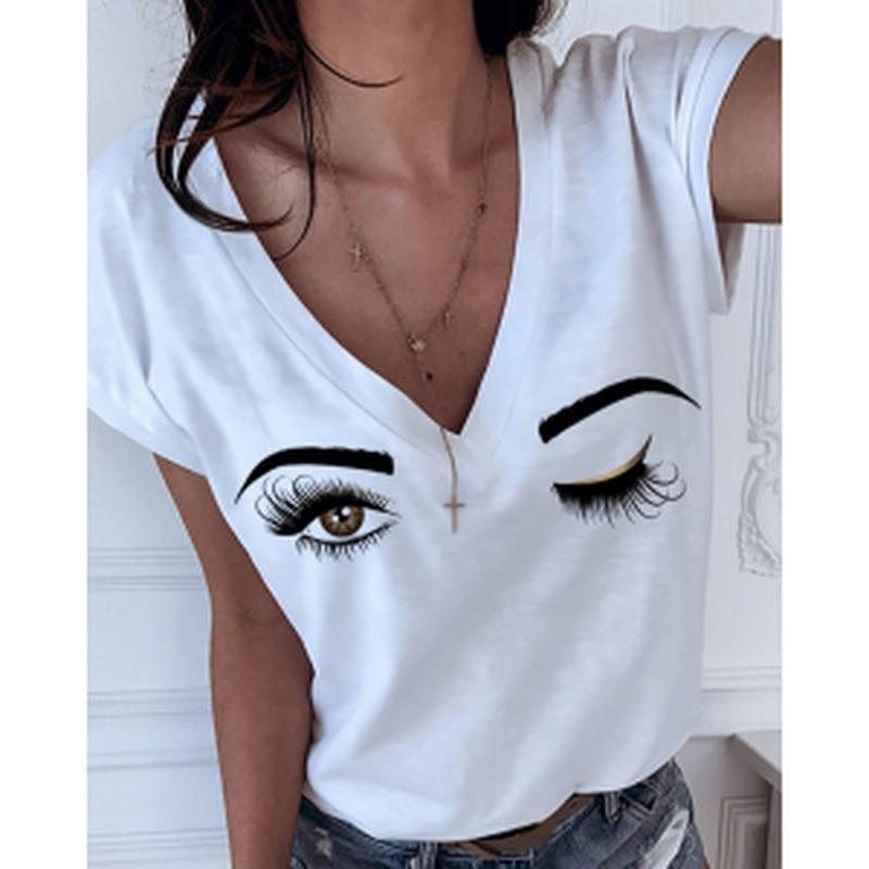 Damen-T-Shirt mit mit Augen-Print