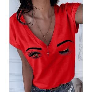Damen-T-Shirt mit mit Augen-Print