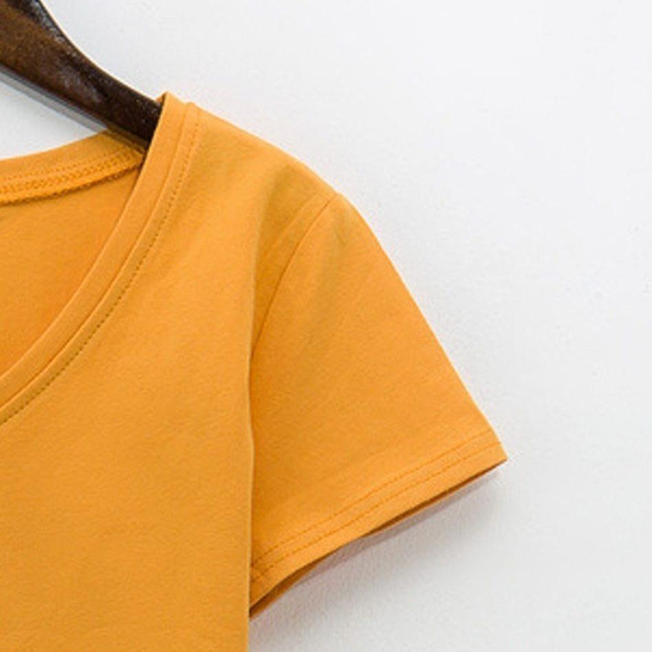 Crop-Damen-T-Shirt mit V-Ausschnitt