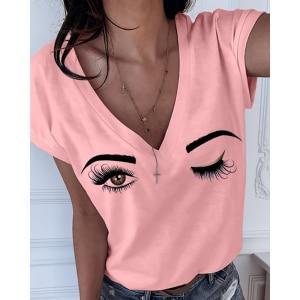 Damen-T-Shirt mit mit Augen-Print