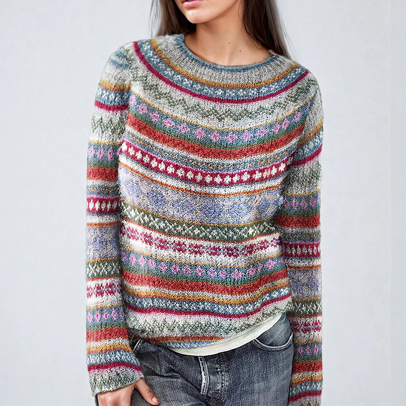 Lillymoda | Dalani - gestrickter gestreifter Winterpullover