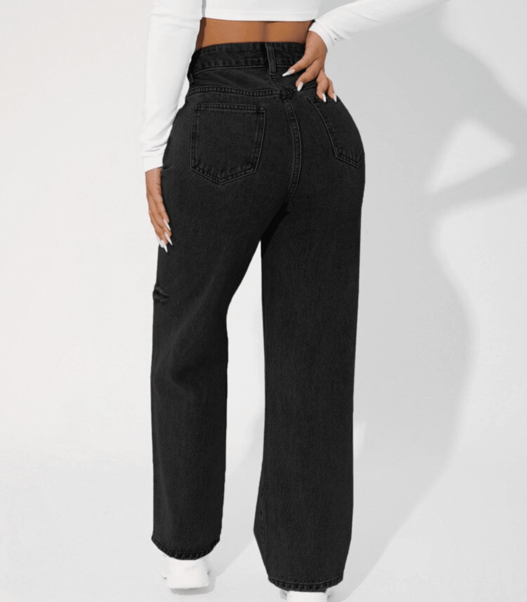 Jeans aus Denim mit hoher Taille und Distressed-Look