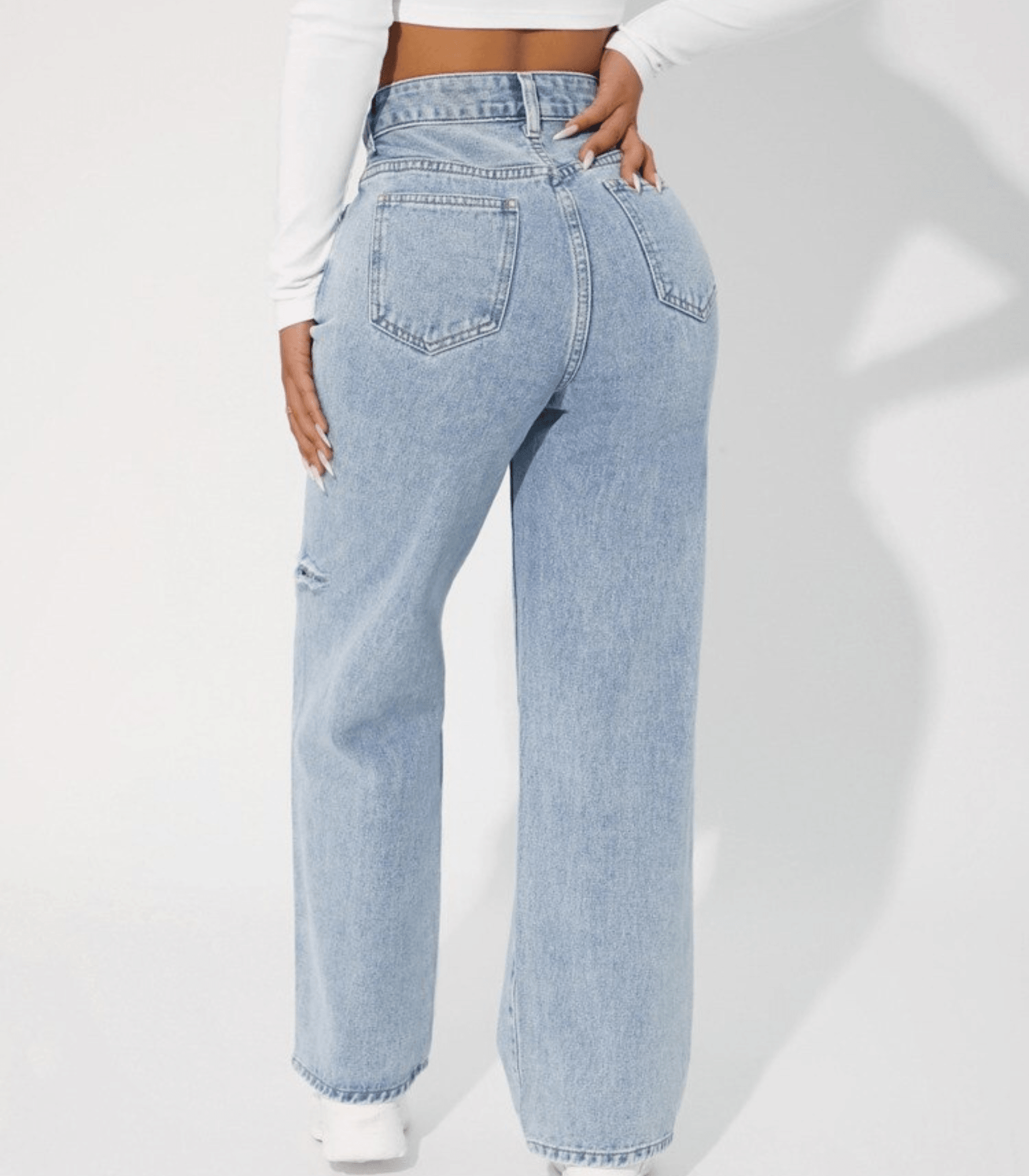 Jeans aus Denim mit hoher Taille und Distressed-Look