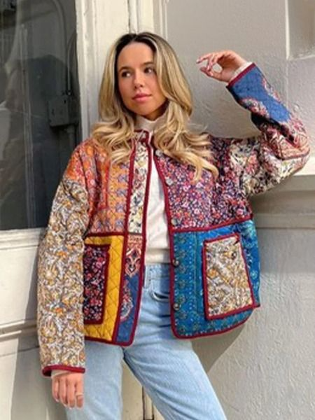 Lillymoda | Astrid - modischer Patchwork-Mantel mit floralem Muster