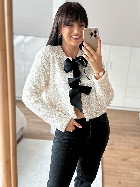 Lillymoda | Amber - elegantes Oberteil mit Paillettenschleife und Knoten
