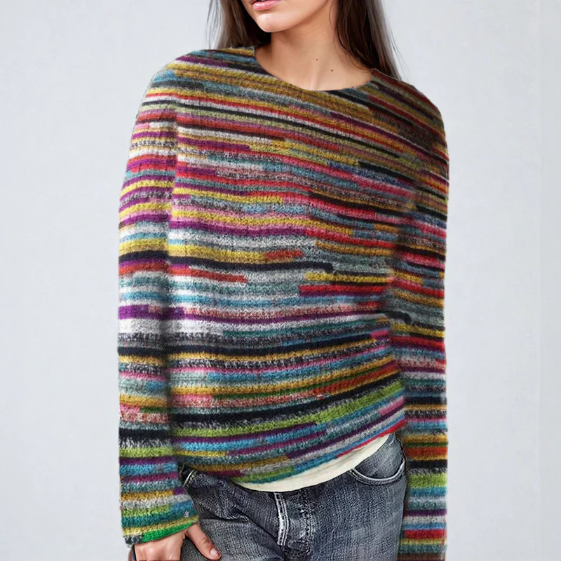 Lillymoda | Dalani - gestrickter gestreifter Winterpullover