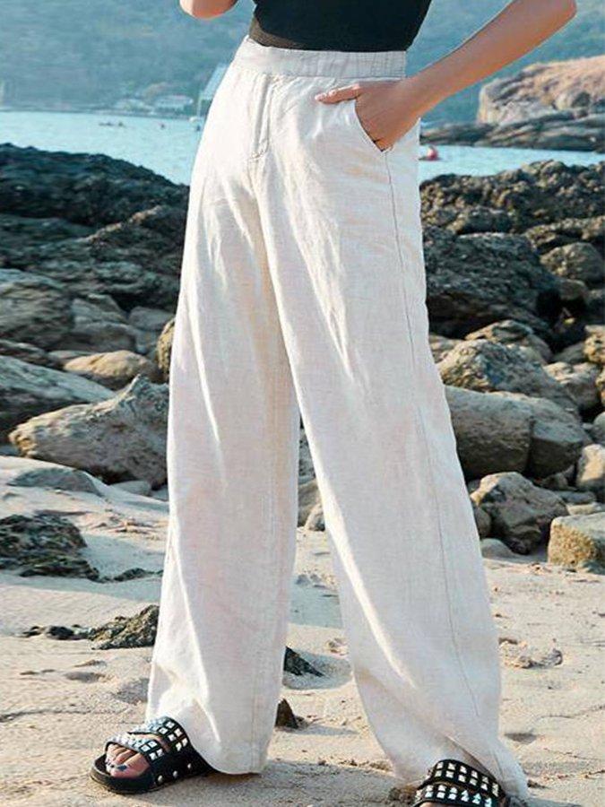Cher - Hose | Weiße Leinen-Komfort-Hose