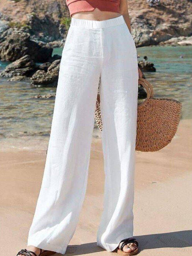 Cher - Hose | Weiße Leinen-Komfort-Hose