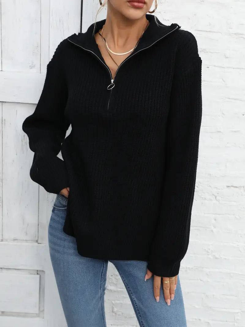 Mavis - Lässiger Pullover mit Reißverschluss Damen