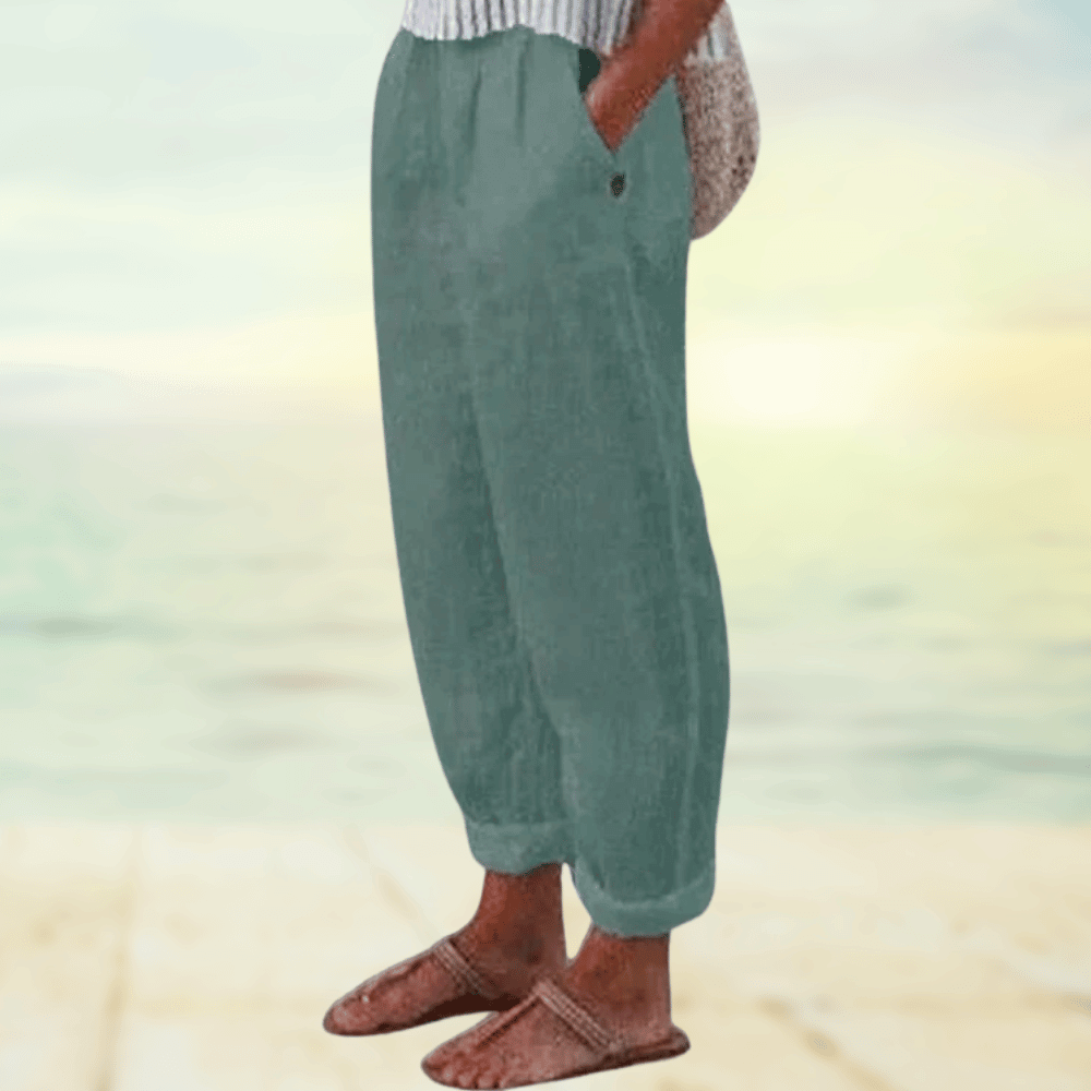 Zafina | Damen Elegant Weite Hose | Weiß