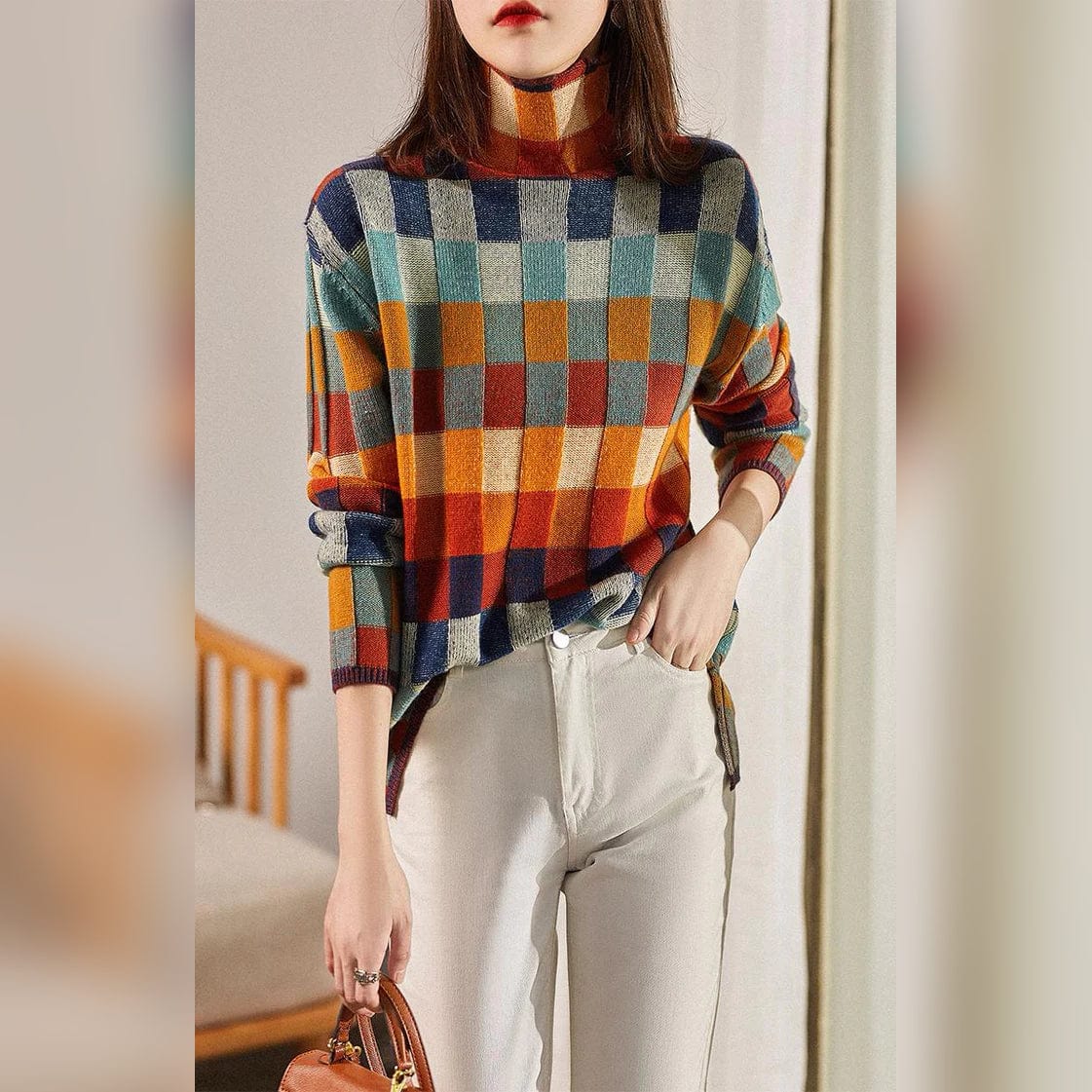 Eleganter Pullover mit Karomuster – Perfekt für den Winter