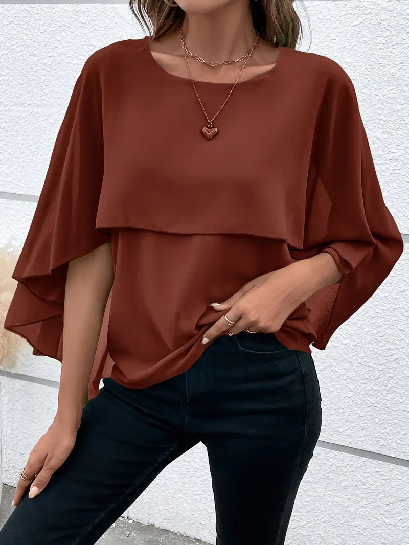 Valery - Elegante Bluse mit Umhangärmeln