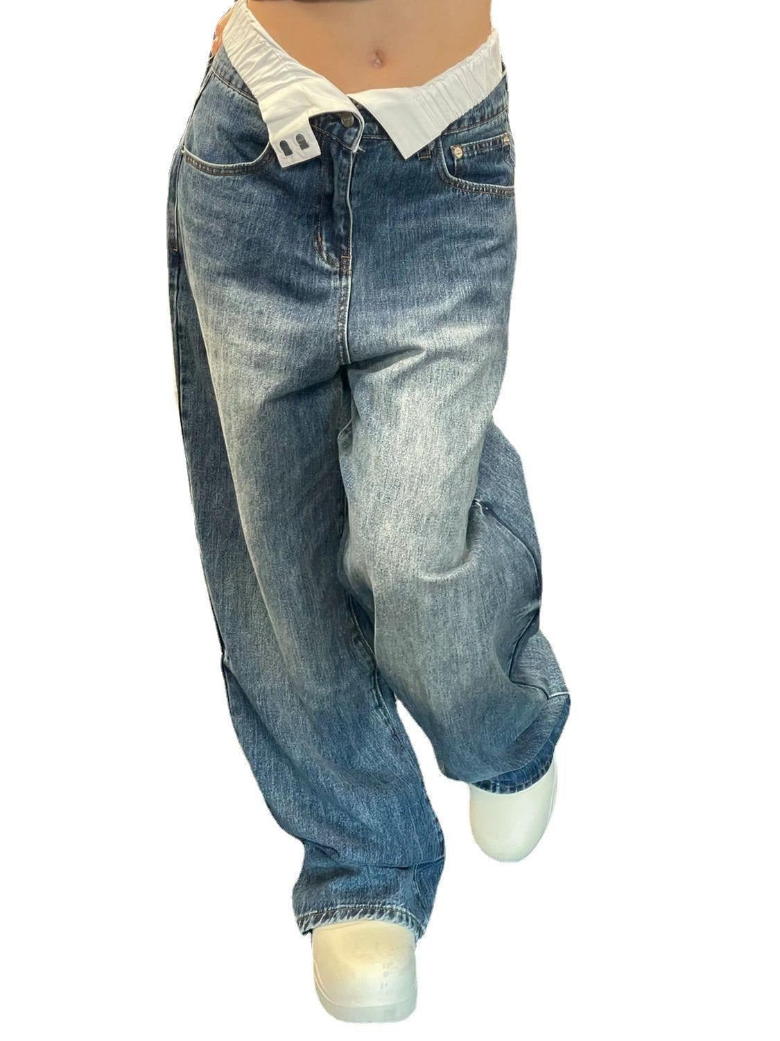 Jeans mit hoher Taille und weitem Bein