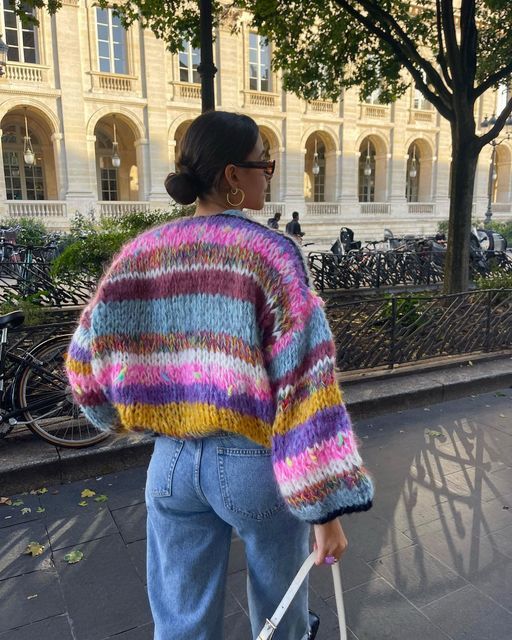 Dagny - Gestreifter offener Pullover