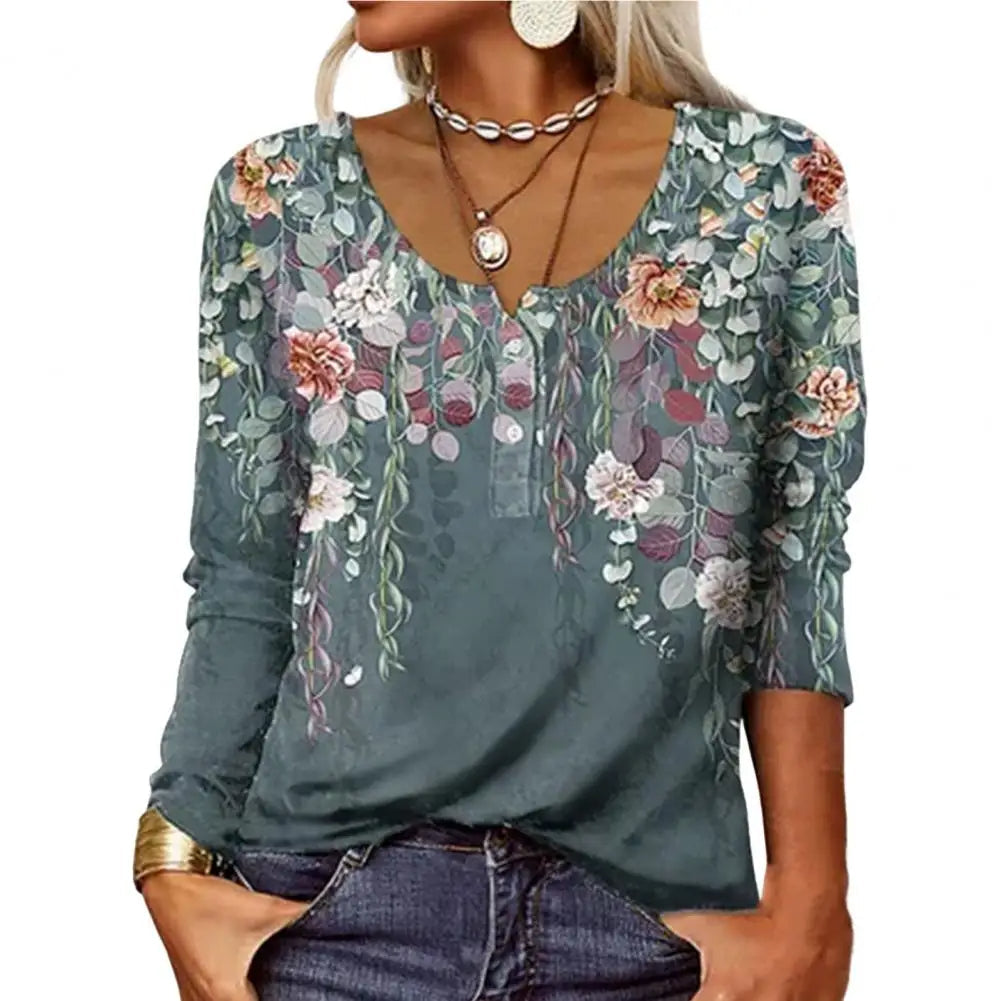 Zendaya | Damen Lässiges Blumenmuster Bluse | Langarm